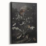 Moody Art Prints - Thistle and Butterfly Scene in Dark Nature Tones