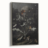 Moody Art Prints - Thistle and Butterfly Scene in Dark Nature Tones