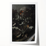 Moody Art Prints - Thistle and Butterfly Scene in Dark Nature Tones