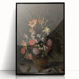 Dark Moody Wall Art - Elegant Floral Arrangement with Rich Dark Tones