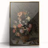 Dark Moody Wall Art - Elegant Floral Arrangement with Rich Dark Tones