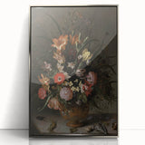 Dark Moody Wall Art - Elegant Floral Arrangement with Rich Dark Tones