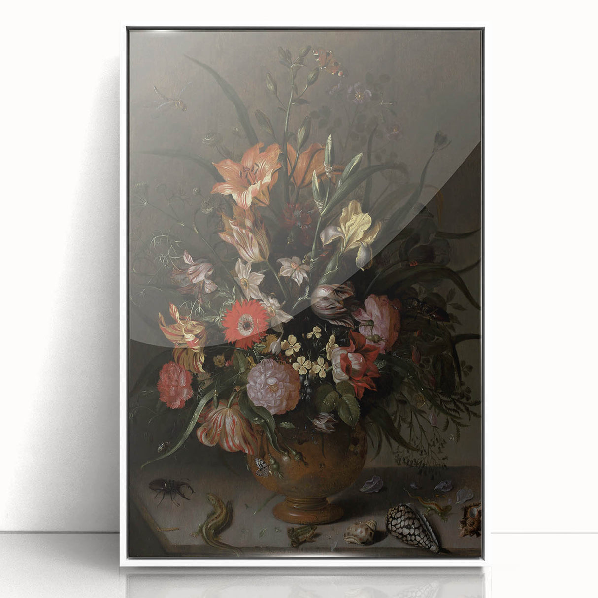 Dark Moody Wall Art - Elegant Floral Arrangement with Rich Dark Tones