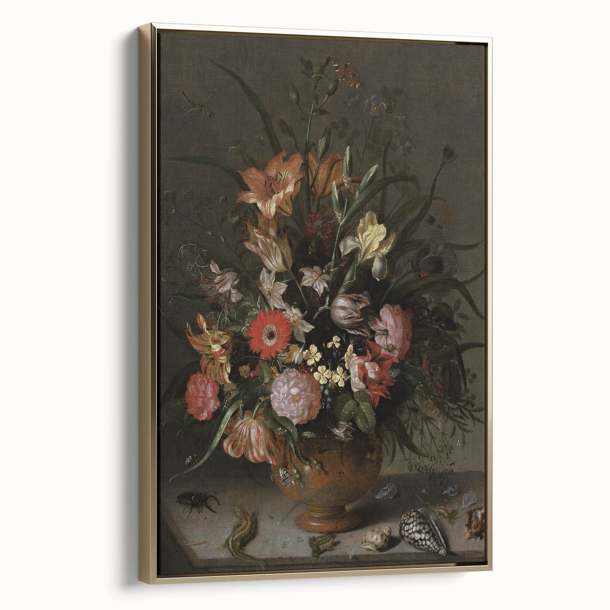 Dark Moody Wall Art - Elegant Floral Arrangement with Rich Dark Tones