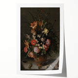 Dark Moody Wall Art - Elegant Floral Arrangement with Rich Dark Tones
