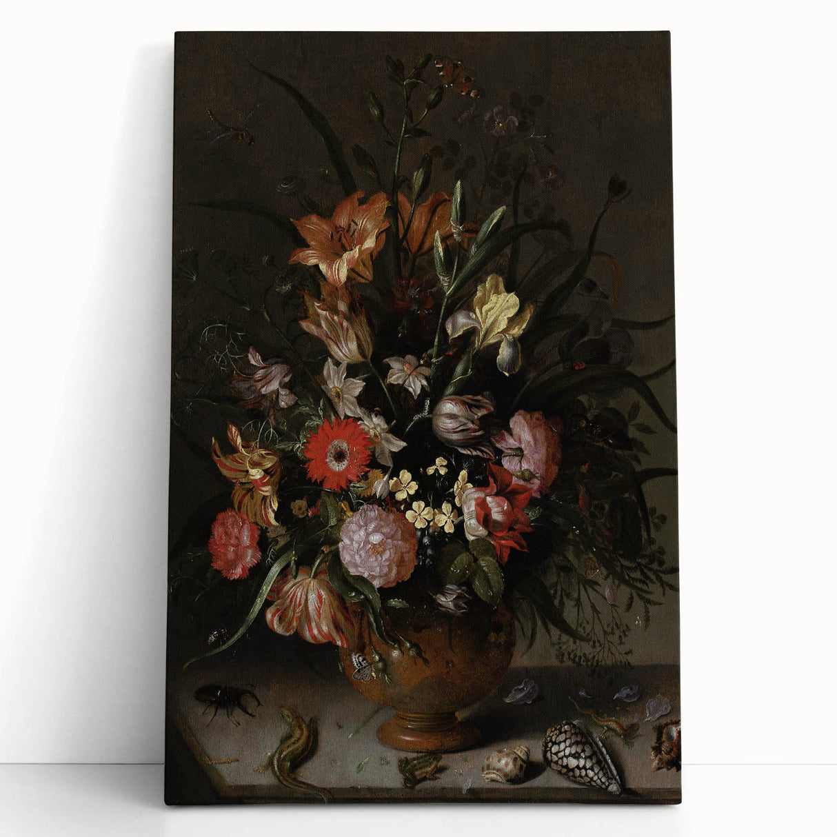 Dark Moody Wall Art - Elegant Floral Arrangement with Rich Dark Tones