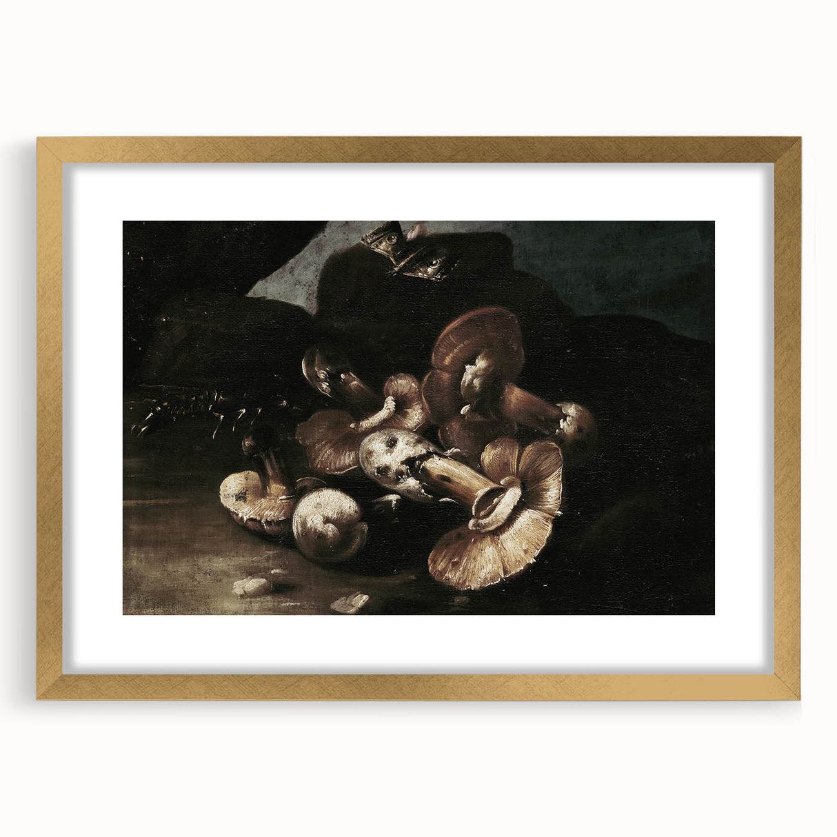 Dark Moody Wall Art - Dramatic Mushroom Still Life with Shadows