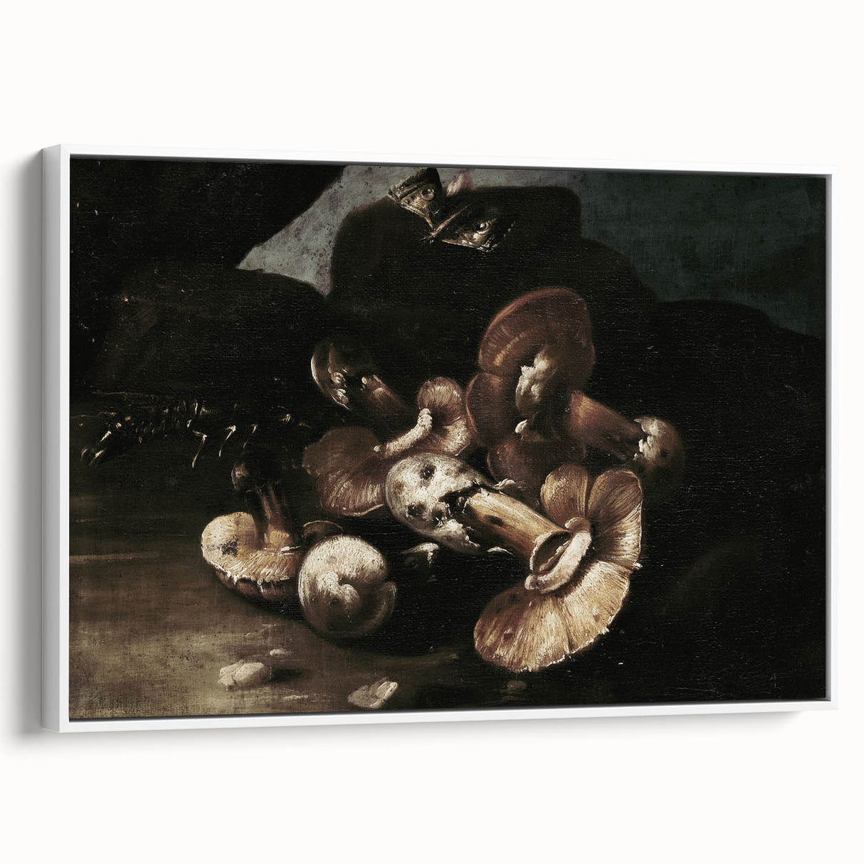 Dark Moody Wall Art - Dramatic Mushroom Still Life with Shadows