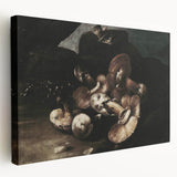 Dark Moody Wall Art - Dramatic Mushroom Still Life with Shadows