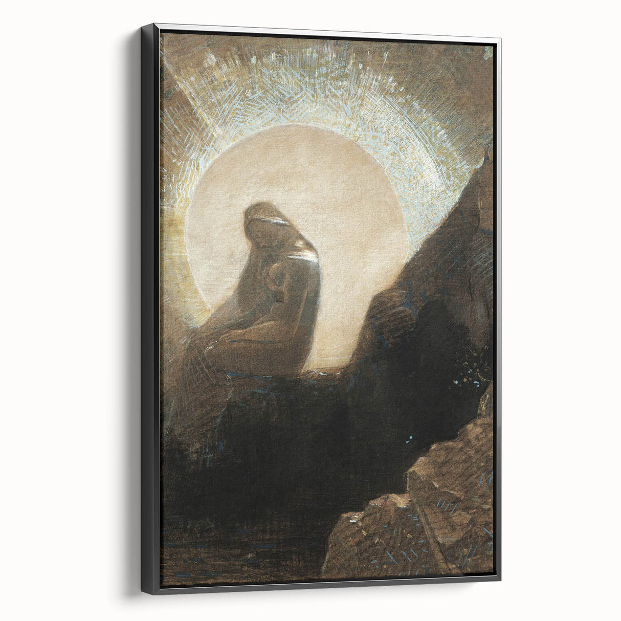 Dark Moody Wall Art - Mystical Silhouette in Ethereal Light and Shadow