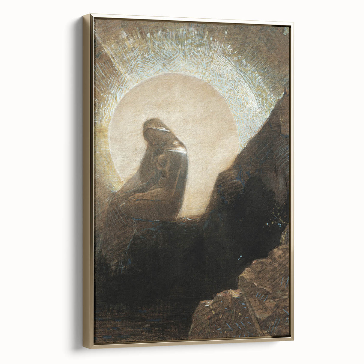 Dark Moody Wall Art - Mystical Silhouette in Ethereal Light and Shadow