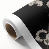 Dark Moody Wall Art - Elegant White Blossoms on Black Background