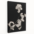 Dark Moody Wall Art - Elegant White Blossoms on Black Background