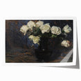 Dark Moody Wall Art White Roses in Black Vase for Dramatic Interiors