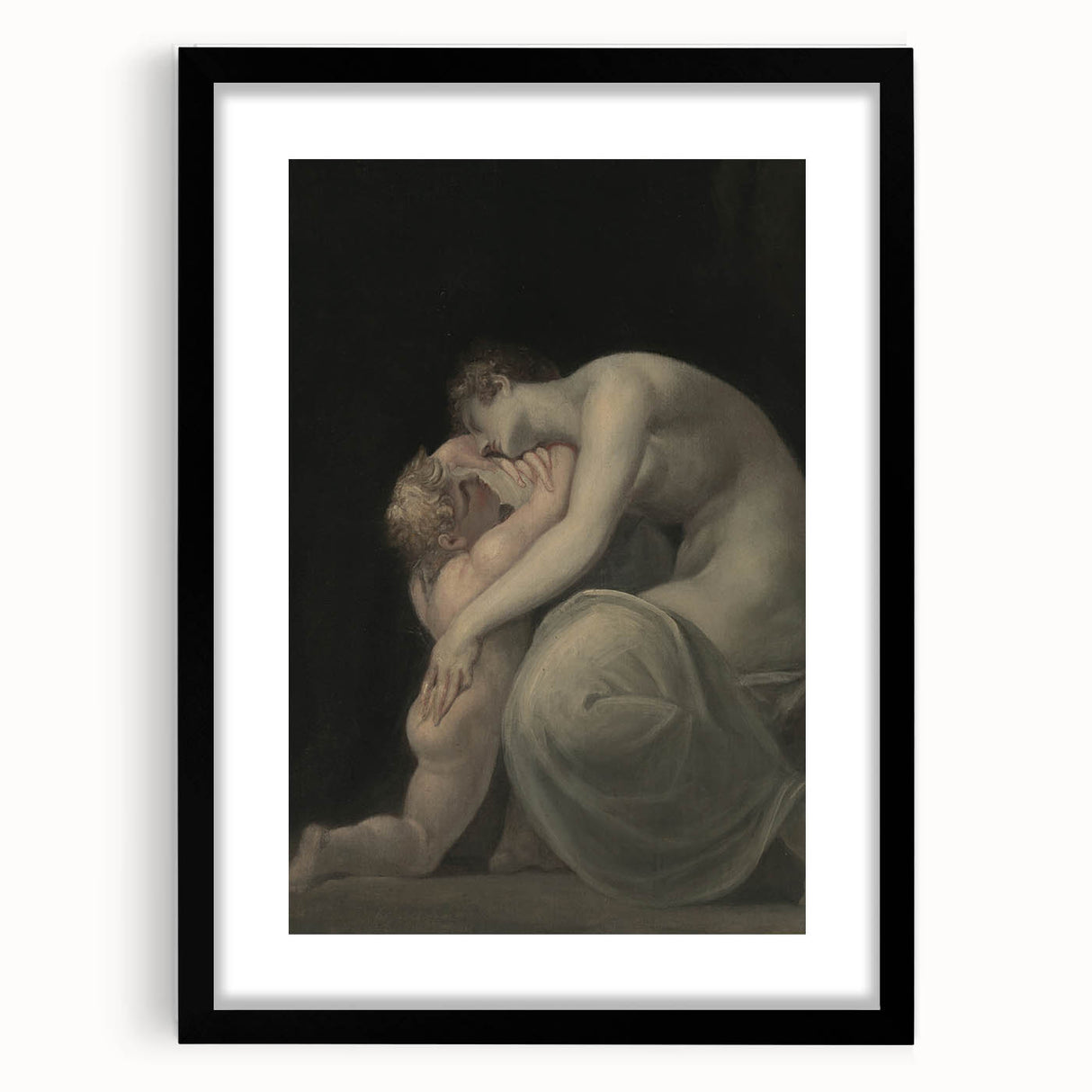 Moody Art Prints - Intimate Embrace in Ethereal Light and Shadows