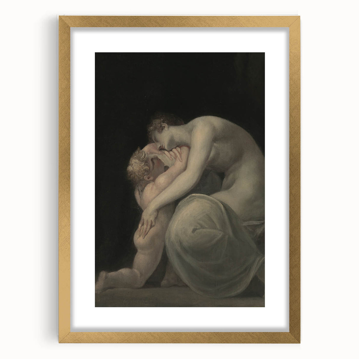 Moody Art Prints - Intimate Embrace in Ethereal Light and Shadows