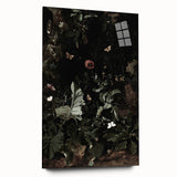 Dark Moody Wall Art - Enchanted Forest Scene with Butterflies & Leaves