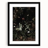 Dark Moody Wall Art - Enchanted Forest Scene with Butterflies & Leaves