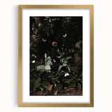 Dark Moody Wall Art - Enchanted Forest Scene with Butterflies & Leaves