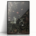 Dark Moody Wall Art - Enchanted Forest Scene with Butterflies & Leaves