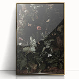 Dark Moody Wall Art - Enchanted Forest Scene with Butterflies & Leaves