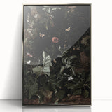 Dark Moody Wall Art - Enchanted Forest Scene with Butterflies & Leaves