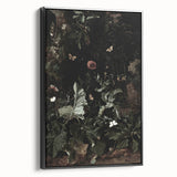 Dark Moody Wall Art - Enchanted Forest Scene with Butterflies & Leaves