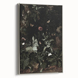 Dark Moody Wall Art - Enchanted Forest Scene with Butterflies & Leaves