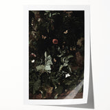 Dark Moody Wall Art - Enchanted Forest Scene with Butterflies & Leaves