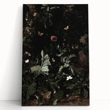 Dark Moody Wall Art - Enchanted Forest Scene with Butterflies & Leaves