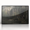 Moody Interior Art - Serene Cliffside Landscape with Deep Forest Tones