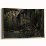 Moody Interior Art - Serene Cliffside Landscape with Deep Forest Tones