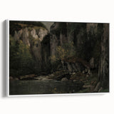 Moody Interior Art - Serene Cliffside Landscape with Deep Forest Tones