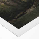 Moody Interior Art - Serene Cliffside Landscape with Deep Forest Tones