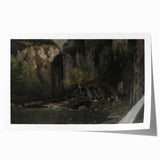 Moody Interior Art - Serene Cliffside Landscape with Deep Forest Tones