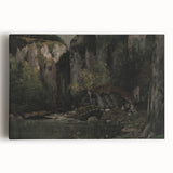 Moody Interior Art - Serene Cliffside Landscape with Deep Forest Tones