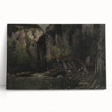 Moody Interior Art - Serene Cliffside Landscape with Deep Forest Tones