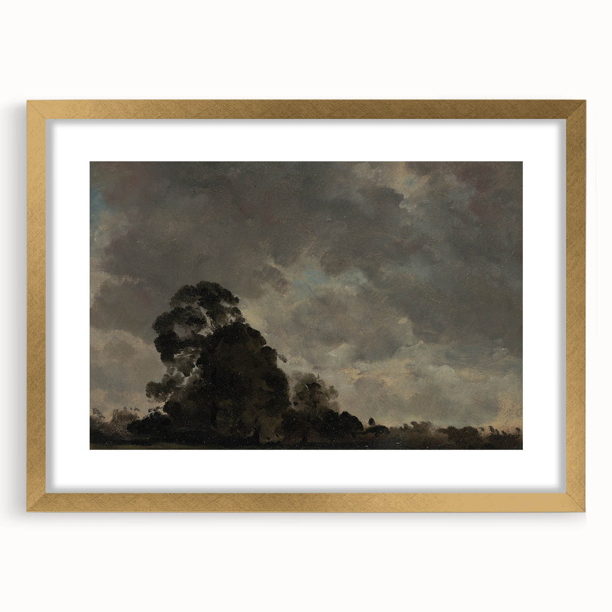 Dark Art Decor - Dramatic Cloudy Sky with Silhouetted Trees