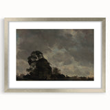 Dark Art Decor - Dramatic Cloudy Sky with Silhouetted Trees