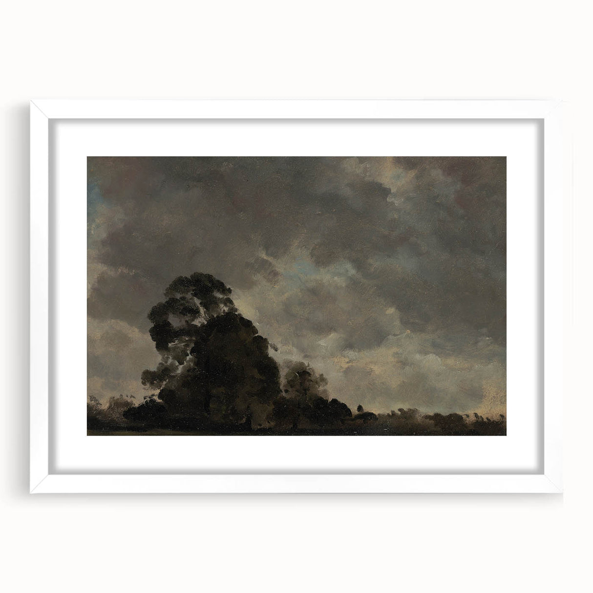 Dark Art Decor - Dramatic Cloudy Sky with Silhouetted Trees