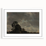 Dark Art Decor - Dramatic Cloudy Sky with Silhouetted Trees