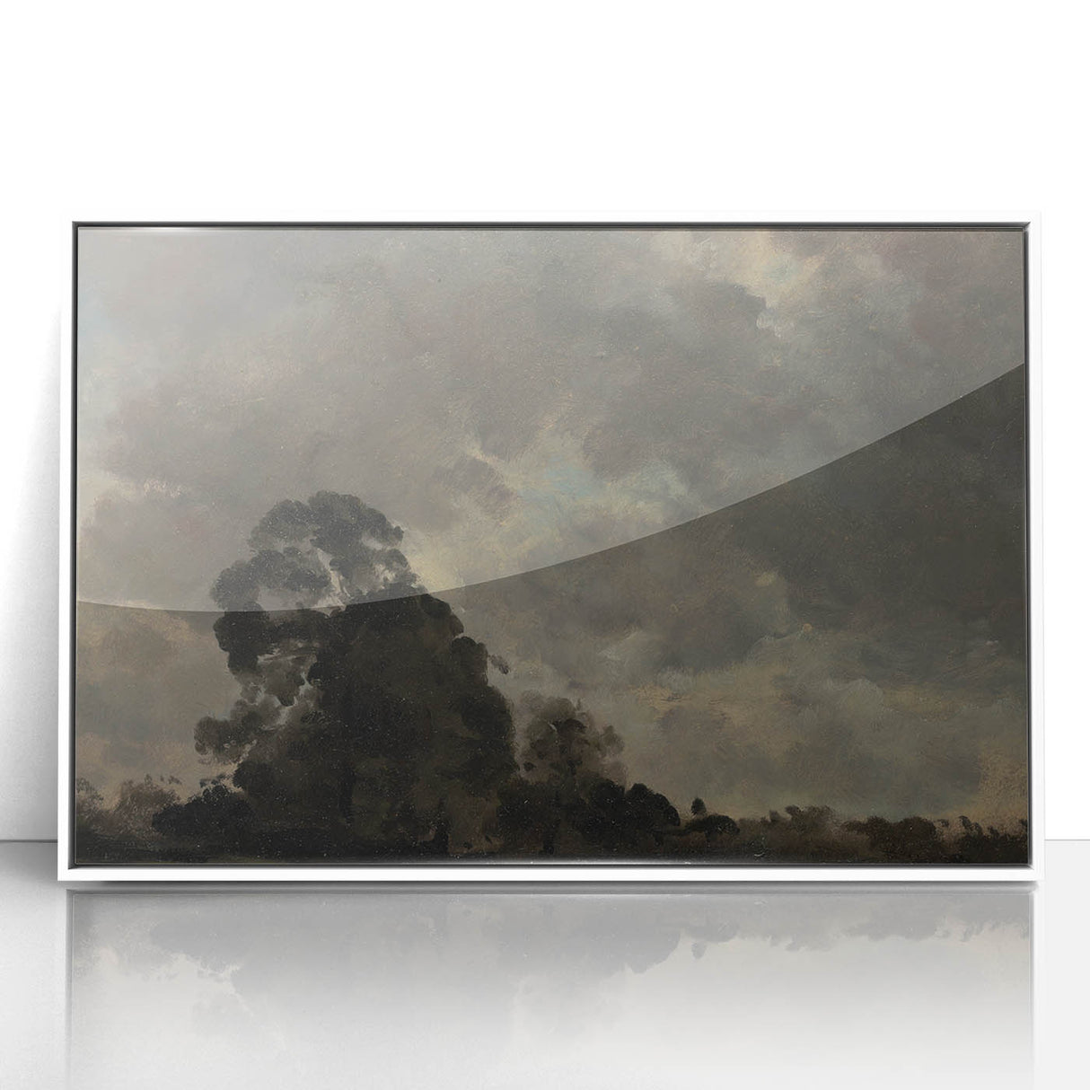 Dark Art Decor - Dramatic Cloudy Sky with Silhouetted Trees