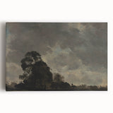 Dark Art Decor - Dramatic Cloudy Sky with Silhouetted Trees