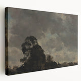 Dark Art Decor - Dramatic Cloudy Sky with Silhouetted Trees
