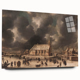 Moody Art Prints - Winter Village Scene with Dramatic Skies