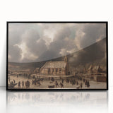 Moody Art Prints - Winter Village Scene with Dramatic Skies