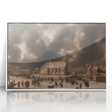 Moody Art Prints - Winter Village Scene with Dramatic Skies