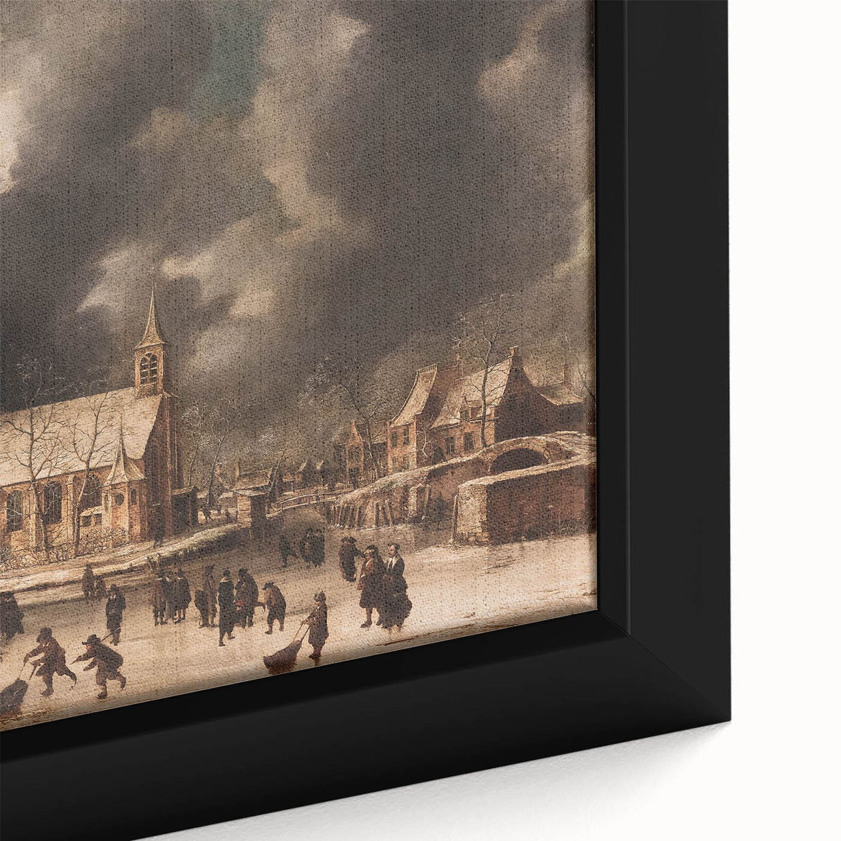 Moody Art Prints - Winter Village Scene with Dramatic Skies