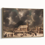 Moody Art Prints - Winter Village Scene with Dramatic Skies