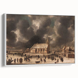 Moody Art Prints - Winter Village Scene with Dramatic Skies